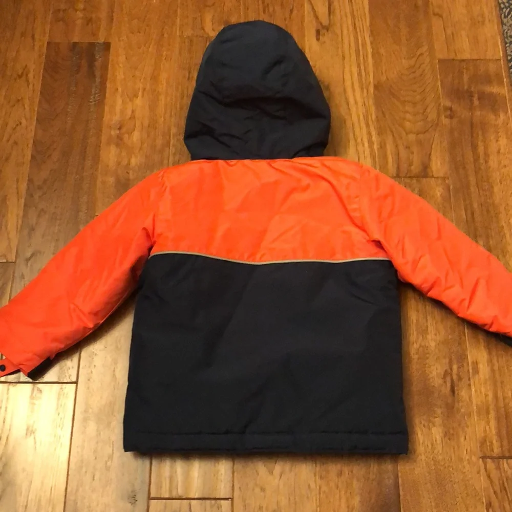 The Children’s Place 2T Hooded Winter Jacket, Navy Blue and Orange
